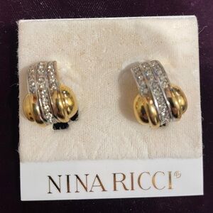 Nina Ricci Dual-Tone Gold and Silver Earrings